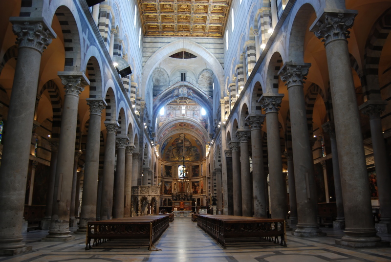19 - The grand interior of the Pisa Cathedral (Duomo di Pisa), a medieval architectural masterpiece located in the Piazza del Duomo (Square of Miracles) in Pisa